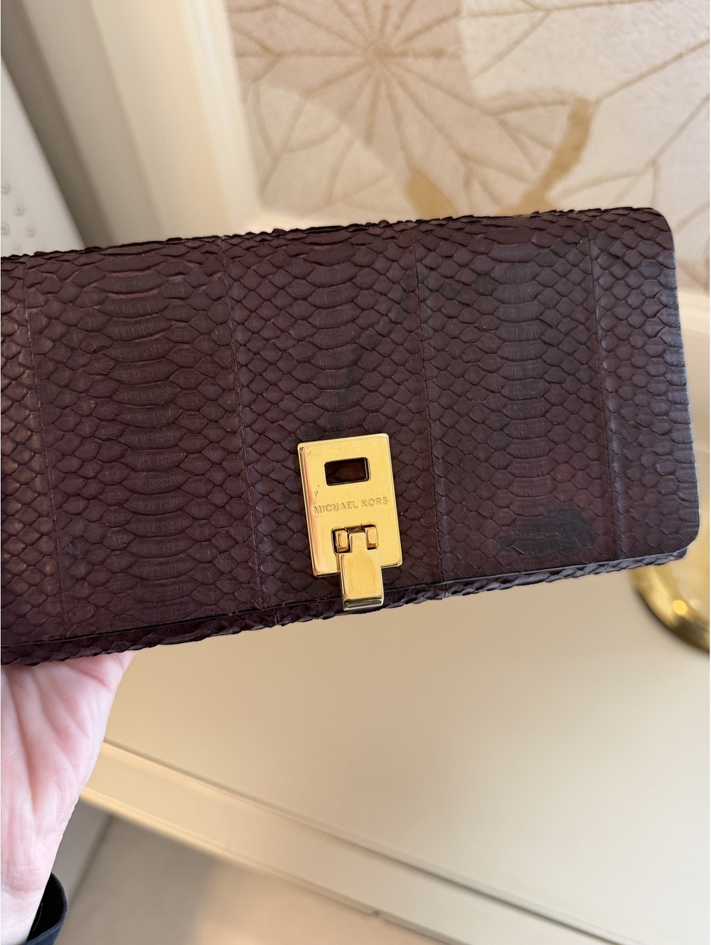Michael Kors Collection Python Embossed Flap Wallet - Picture 3 of 6